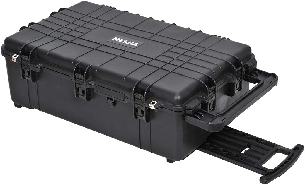 Portable Rolling Waterproof Hard Case with Wheels and Retractable Pull Handle, Black, 31.65inch x 19.37inch x 11.02inch N330