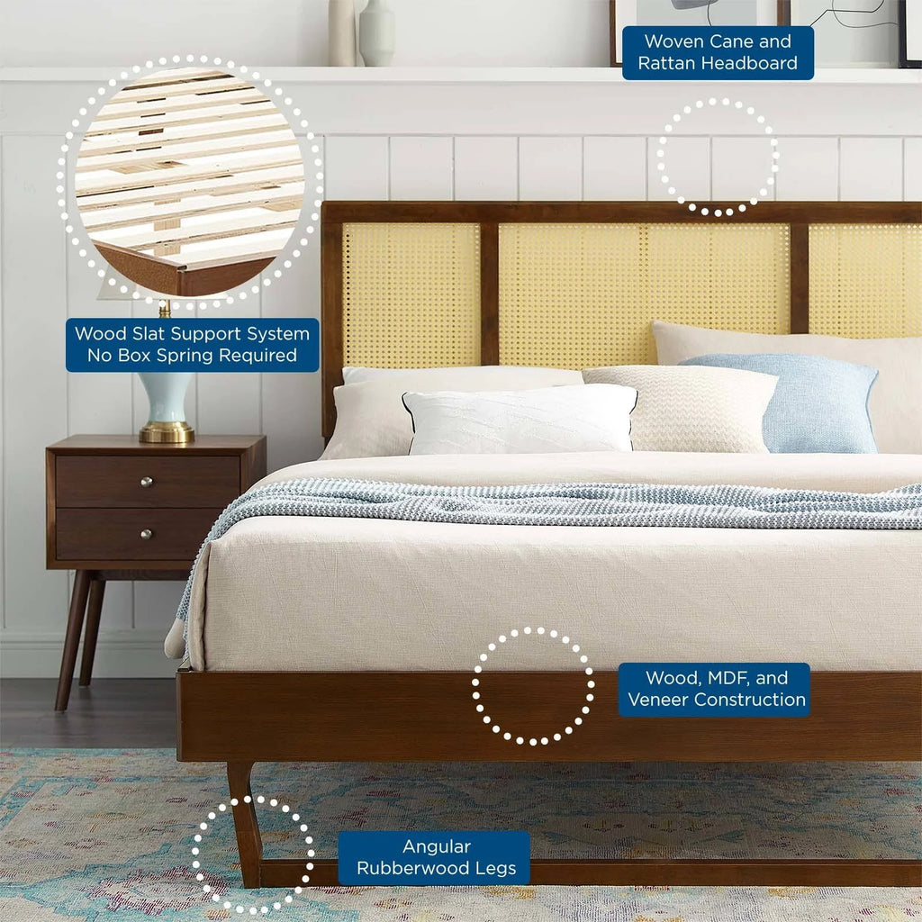 Walnut Full Platform Bed with Angular Legs P698