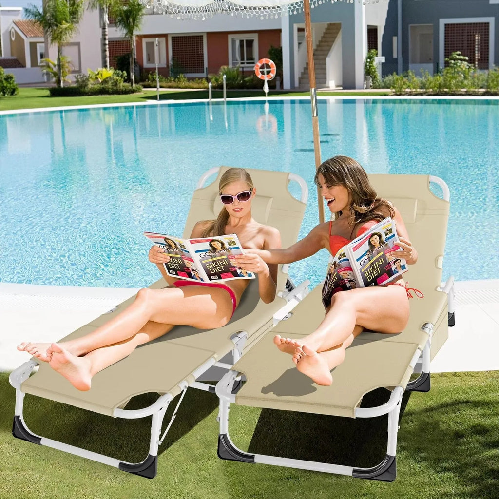 Portable Folding Lounge Chair with Pillow & Cushion F81465