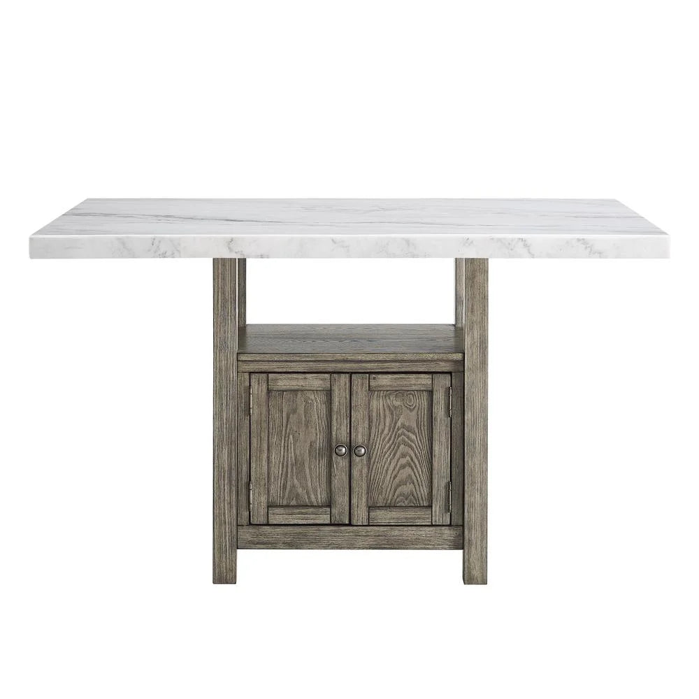 White Marble and Driftwood 6-Piece Counter Height Set I425492