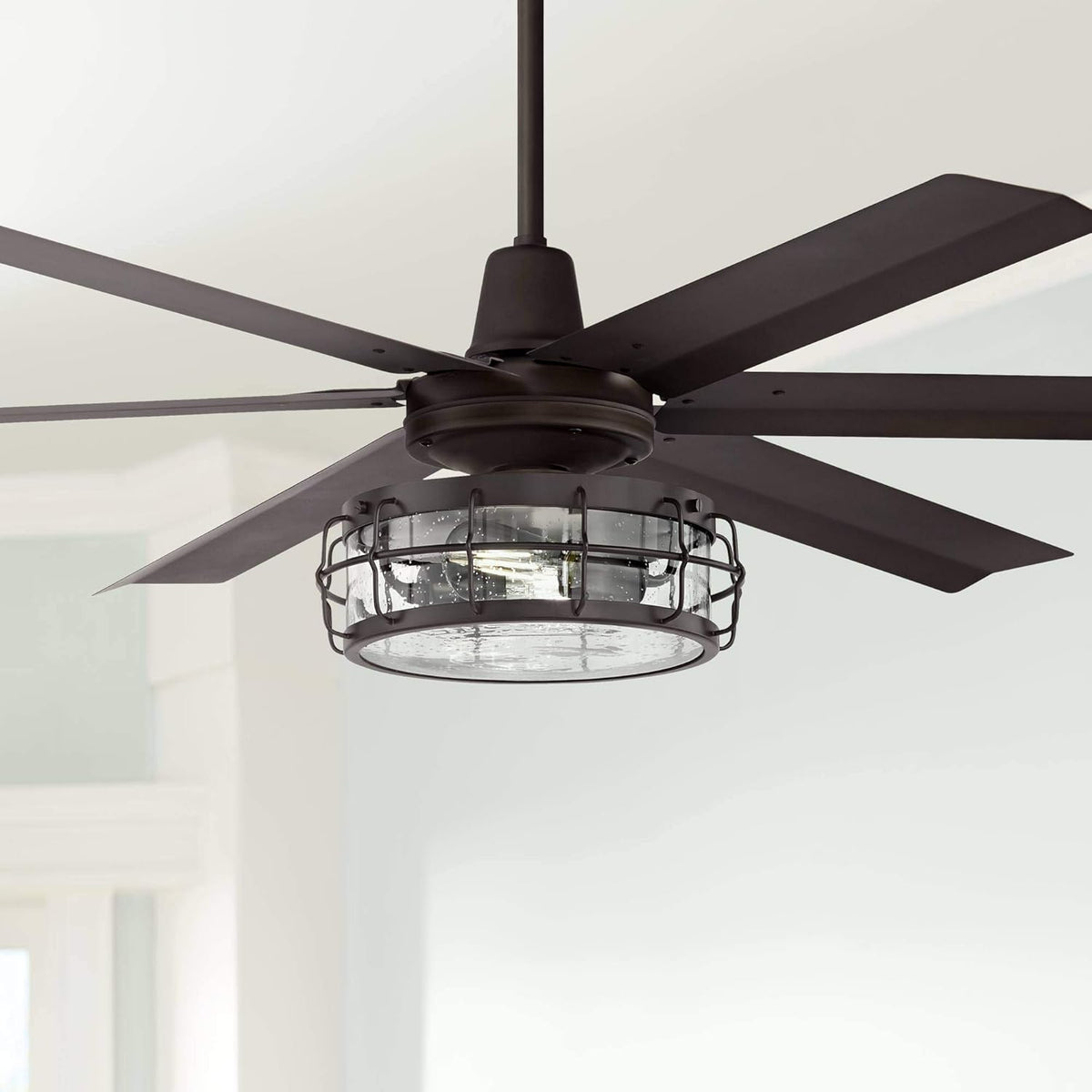 60 Turbina Max DC Modern Industrial Rustic Indoor Outdoor Ceiling Fan with Remote Control Brushed Nickel Silver Metal 5 Blades Damp Rated for Patio Exterior House Porch Garage Barn - Casa Vieja

60 DC Indoor Outdoor Ceiling Fan with Remote Control Br F947