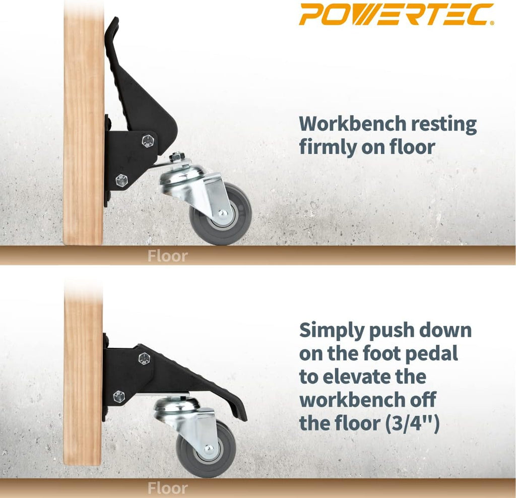 Black Workbench Casters with Quick-Release Plates, Pack of 2 O637
