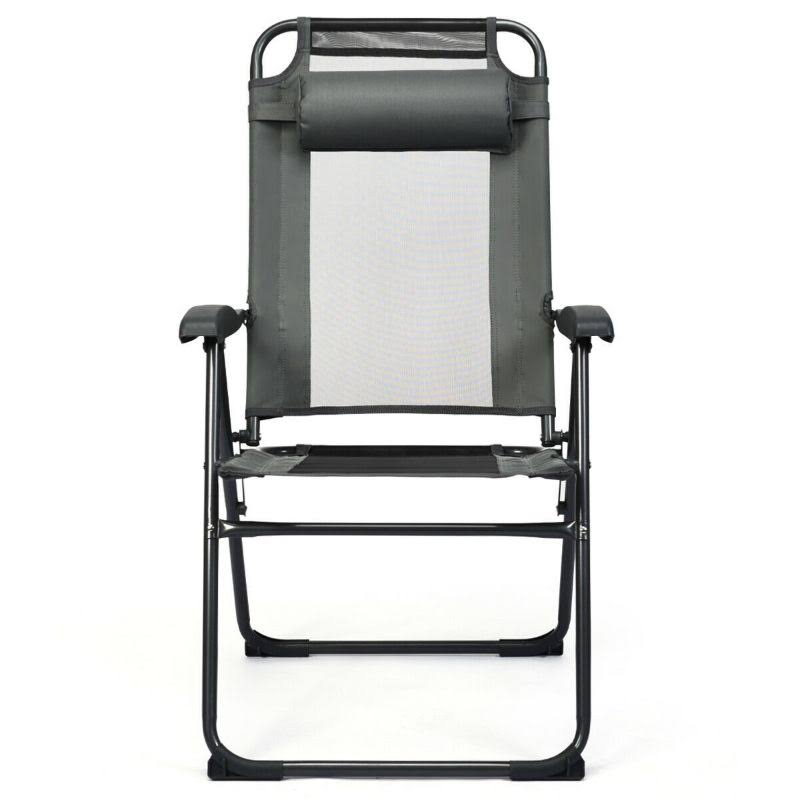 Gray Patio Adjustable Folding Recliner Chairs M429