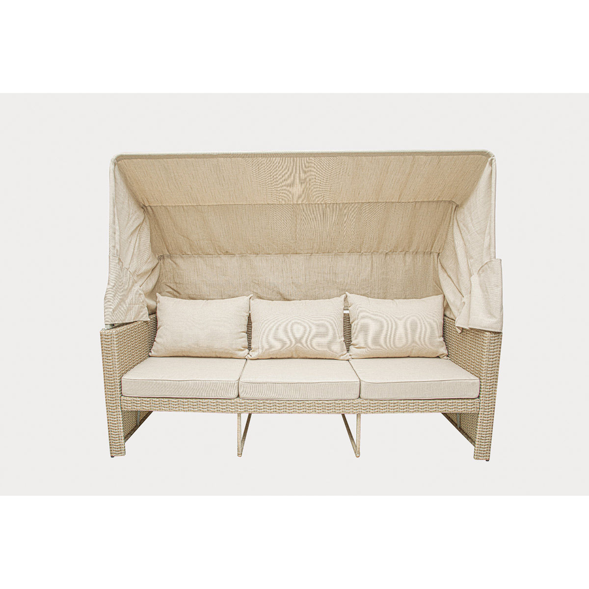 Outdoor Wicker Patio Sofa with Canopy & Ottoman Set B662