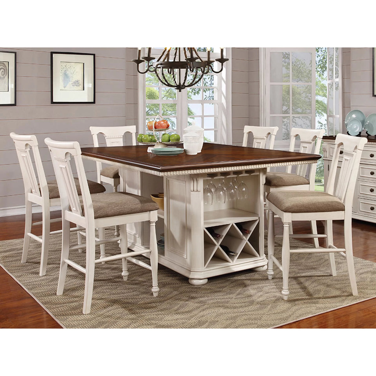 Upholstered Fabric Counter Height Dining Chairs Set of 2 White M433438