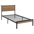 Light Oak Black Metal Twin Platform Bed X817