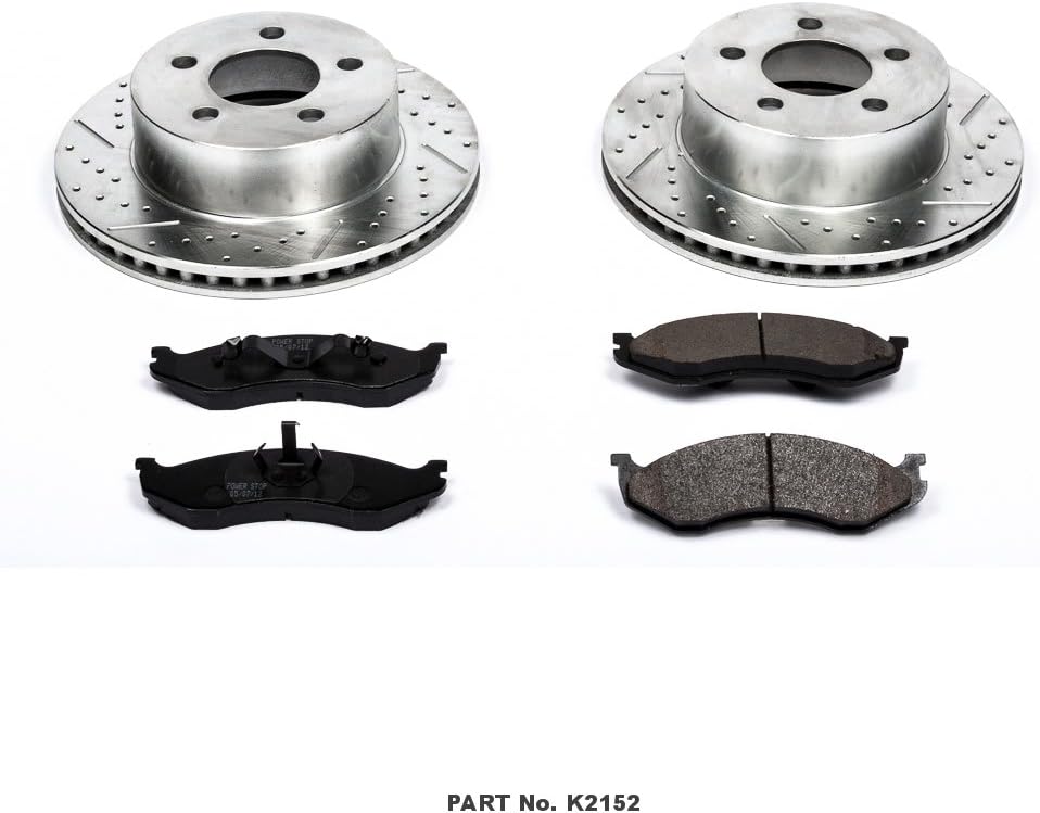 Front Z23 Carbon Fiber Brake Pads with Drilled & Slotted Brake Rotors Kit H127288