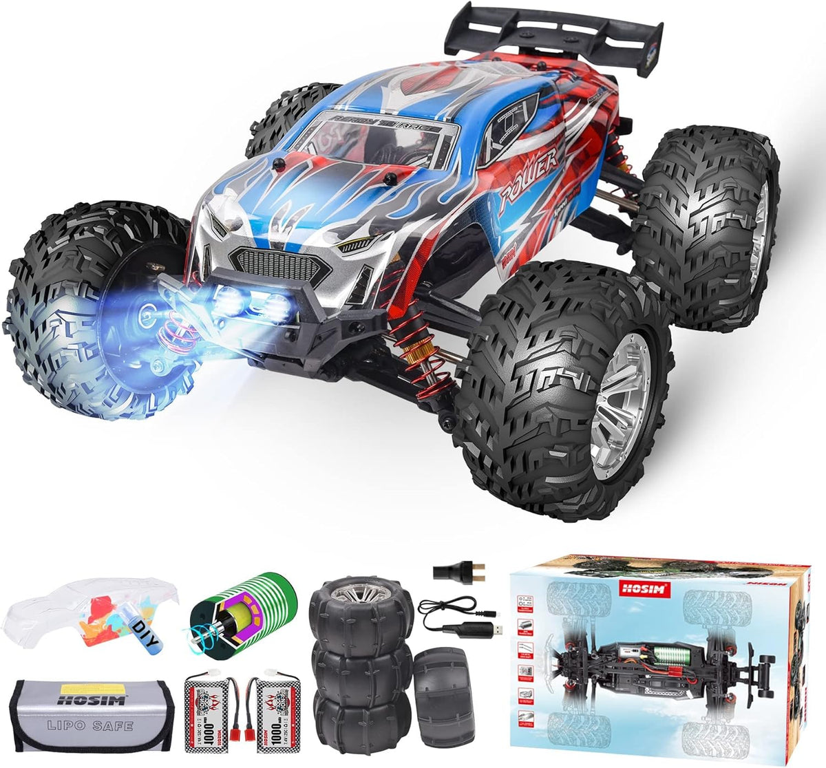 Green Brushless 4WD RC Monster Truck, 1:16 Scale, Pack of 2 K31744