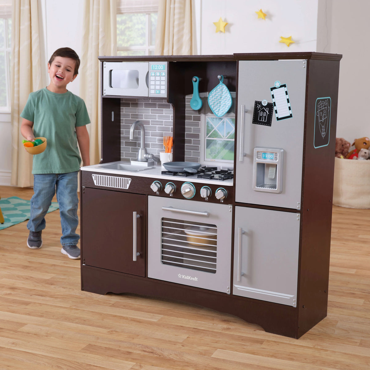 Espresso Wooden Kitchen with 4 Accessories U6764