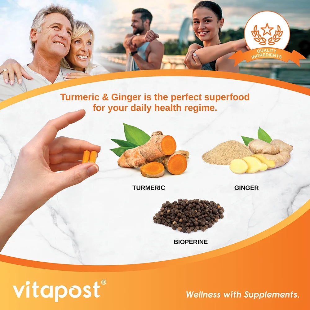Turmeric & Ginger Supplement with BioPerine 60 Capsules K3888