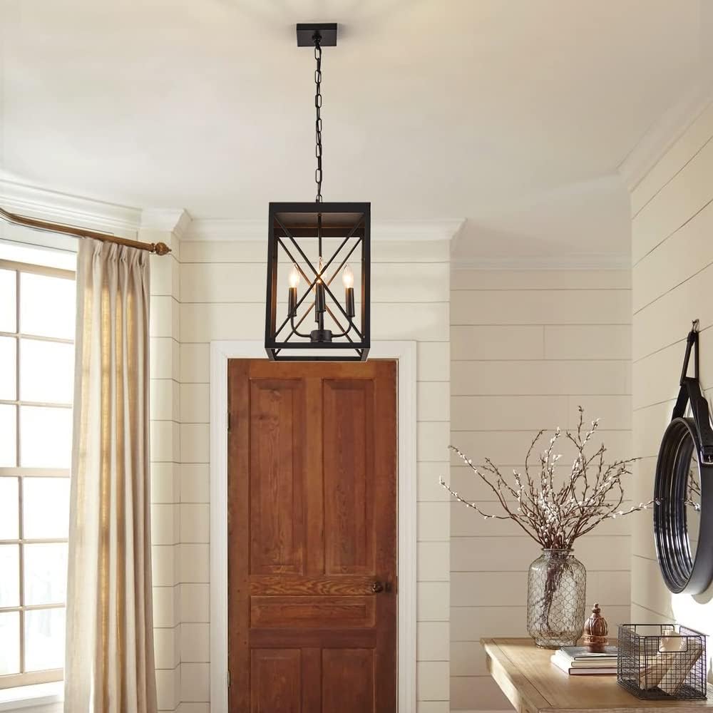 Black 4 Lights Cage Chandelier V8584