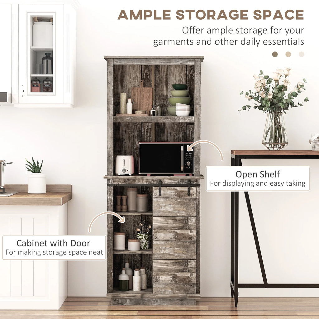 Rustic Kitchen Buffet with Hutch M236