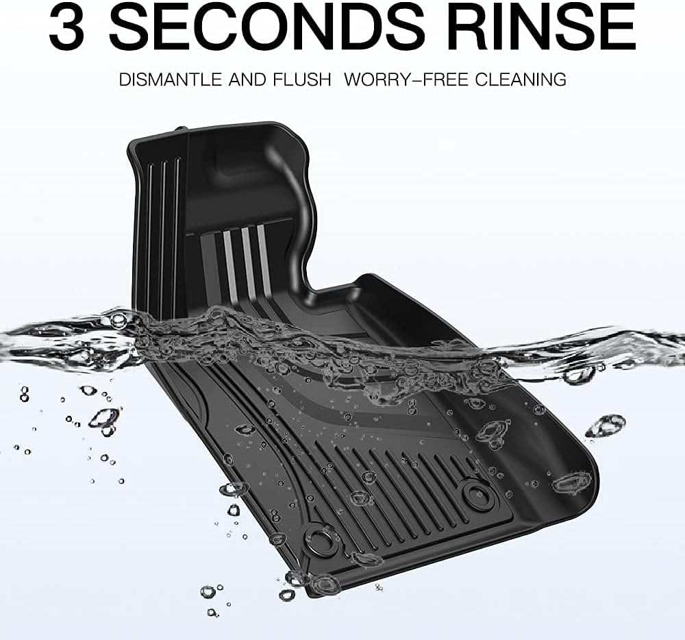 Heavy Duty TPE All Weather Car Floor Mats, 1st & 2nd Row Full Set Rubber Floor Liners I879876