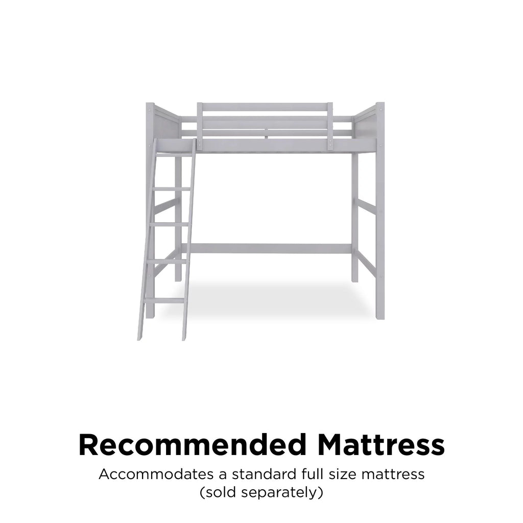 Full Size Loft Bed with Ladder, Gray J358817