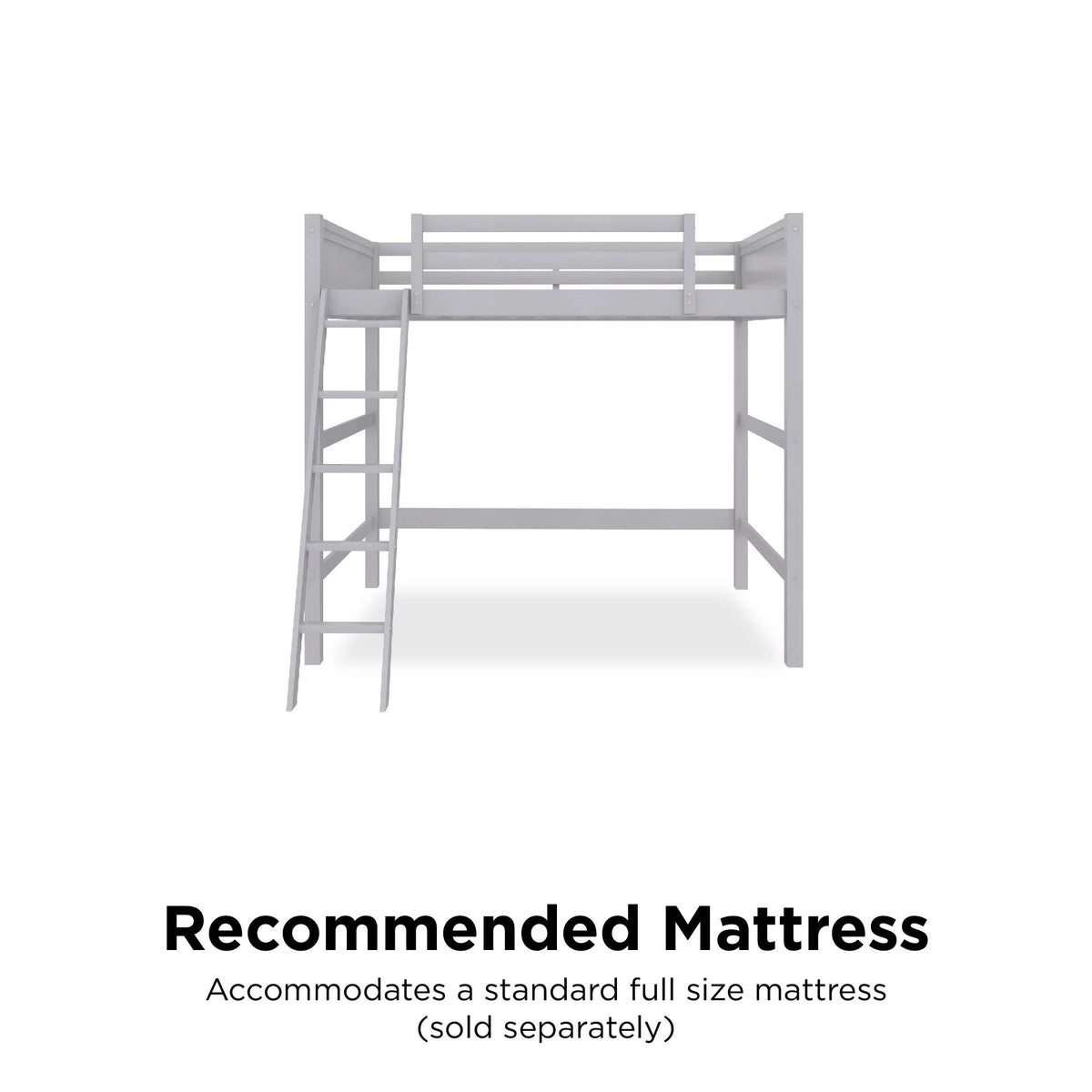 Full Size Loft Bed with Ladder, Gray J358817