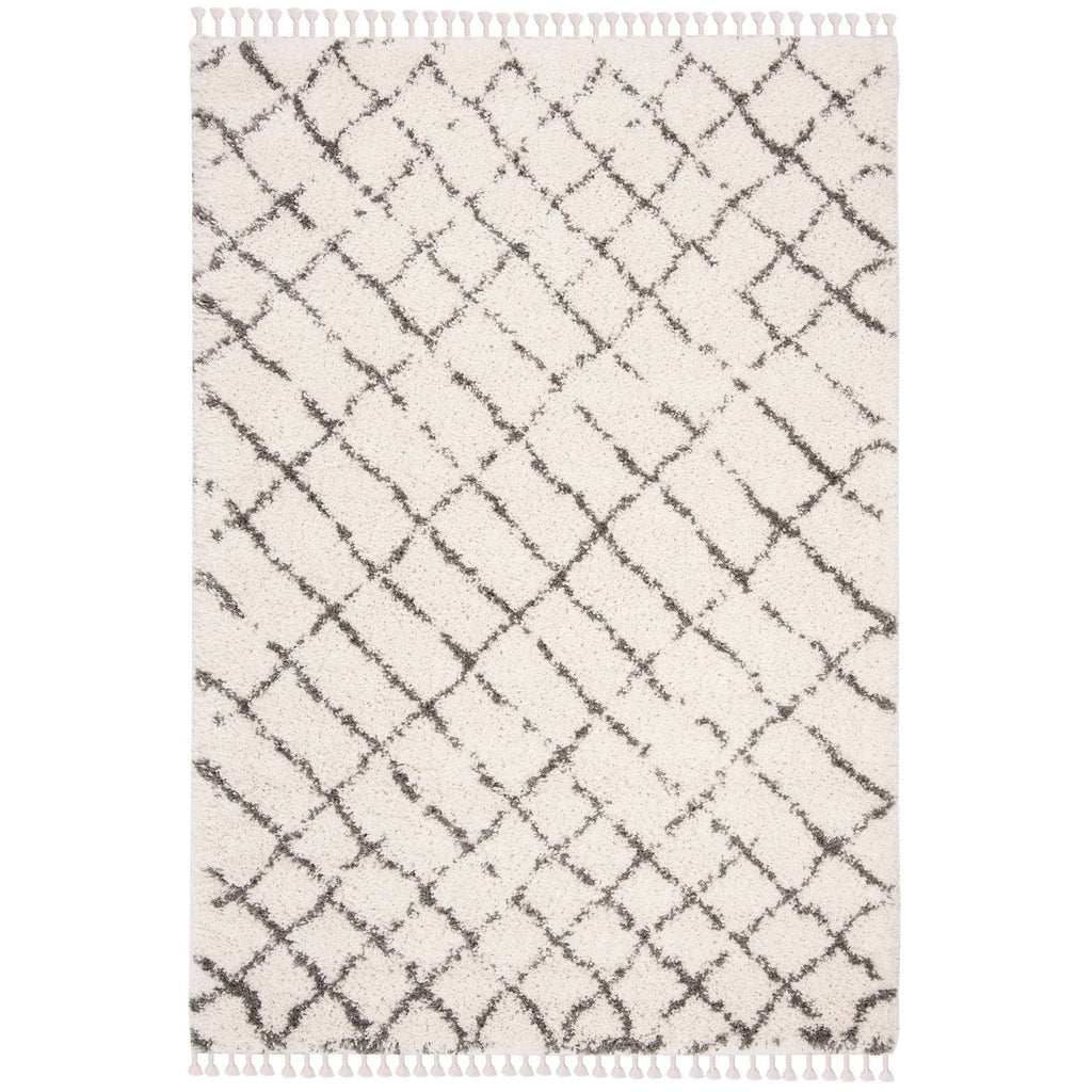 Moroccan Fringe Shag Ivory / Grey Rug J675571
