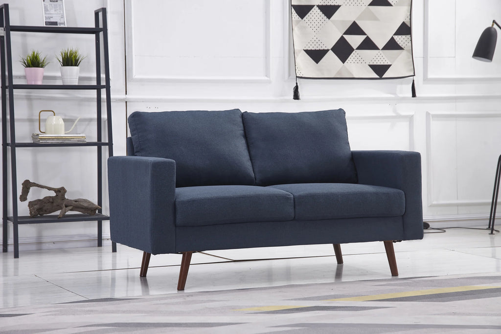 Navy Fabric Loveseat U812