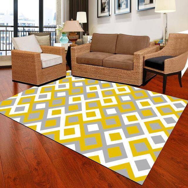 Yellow Grey Geometric Carpets I68171