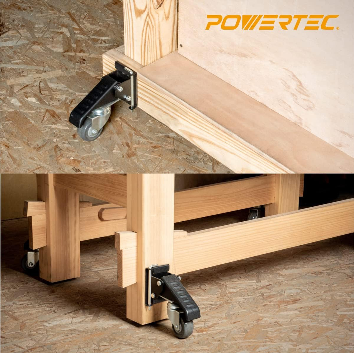 Black Workbench Casters with Quick-Release Plates, Pack of 2 O637