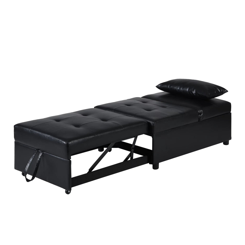 Black Faux Leather Convertible Sofa Bed X12083