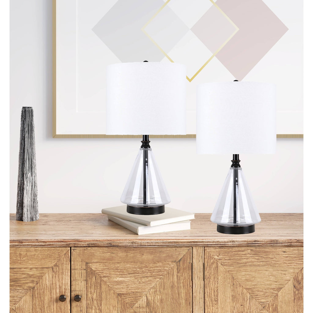 Set of 2 Glass Accent Lamps with Brass Accents G96689