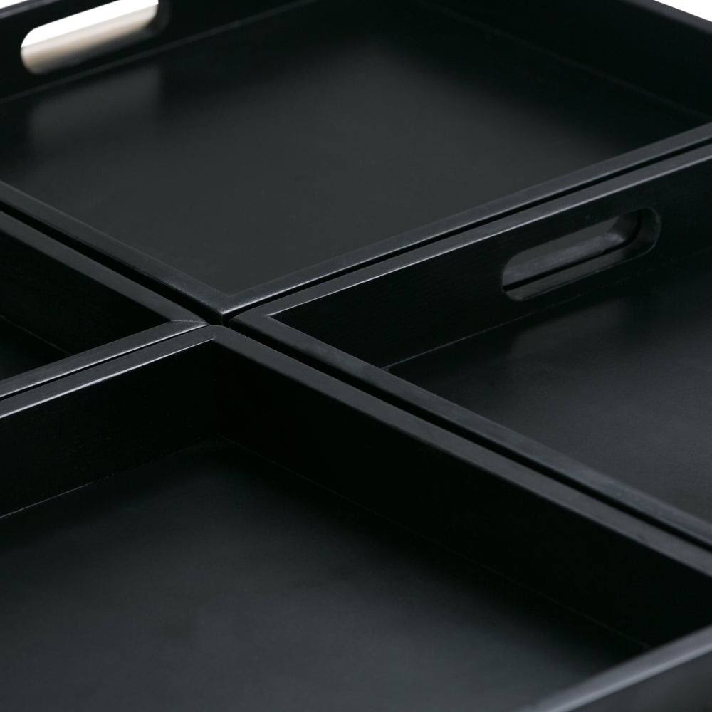 Distressed Black Square Table Ottoman Q172858