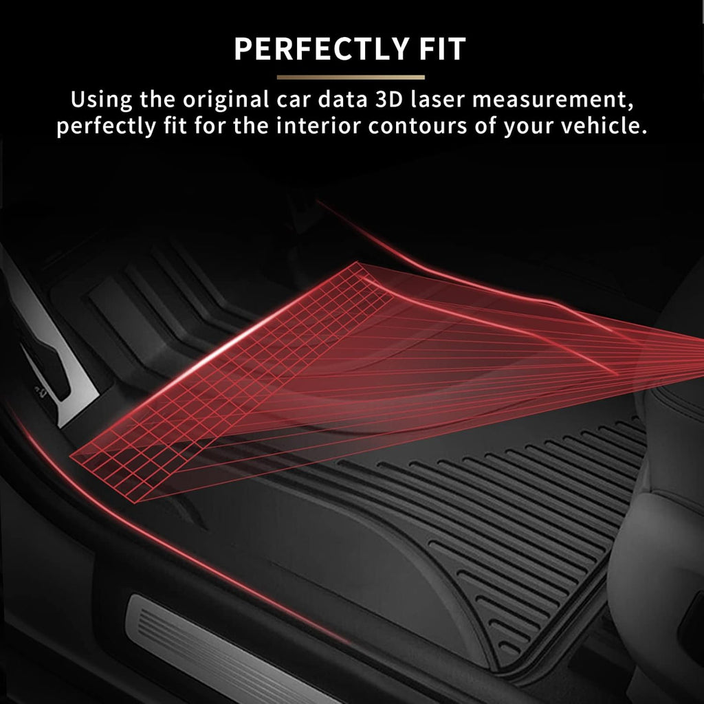Heavy Duty TPE All Weather Car Floor Mats, 1st & 2nd Row Full Set Rubber Floor Liners I879876