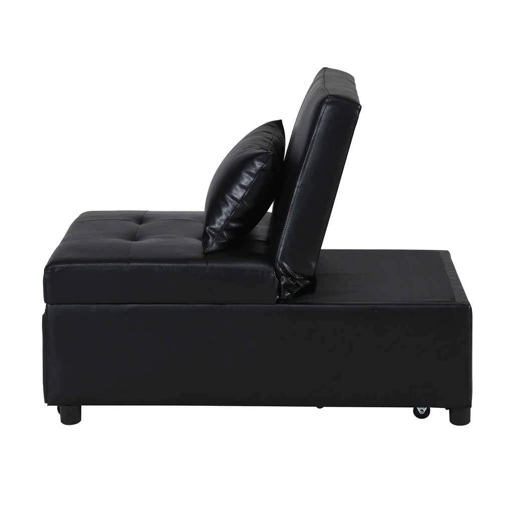 Black Faux Leather Convertible Sofa Bed X12083