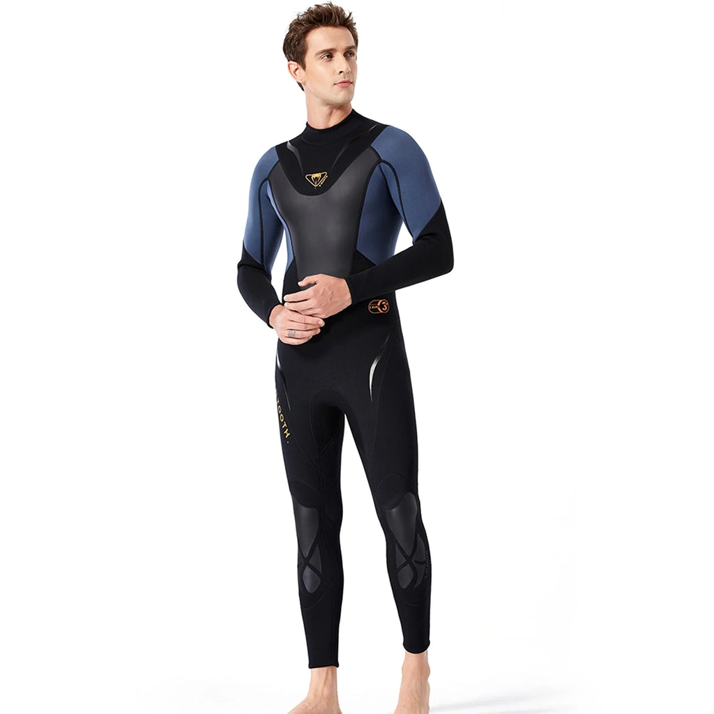 Men 3mm Neoprene Full-body Wetsuit with Back Zipper C33406