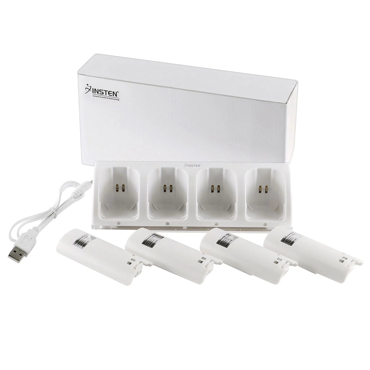 White Quad Remote Controller Charger Dock Station with 4x Rechargeable Battery Pack O161881