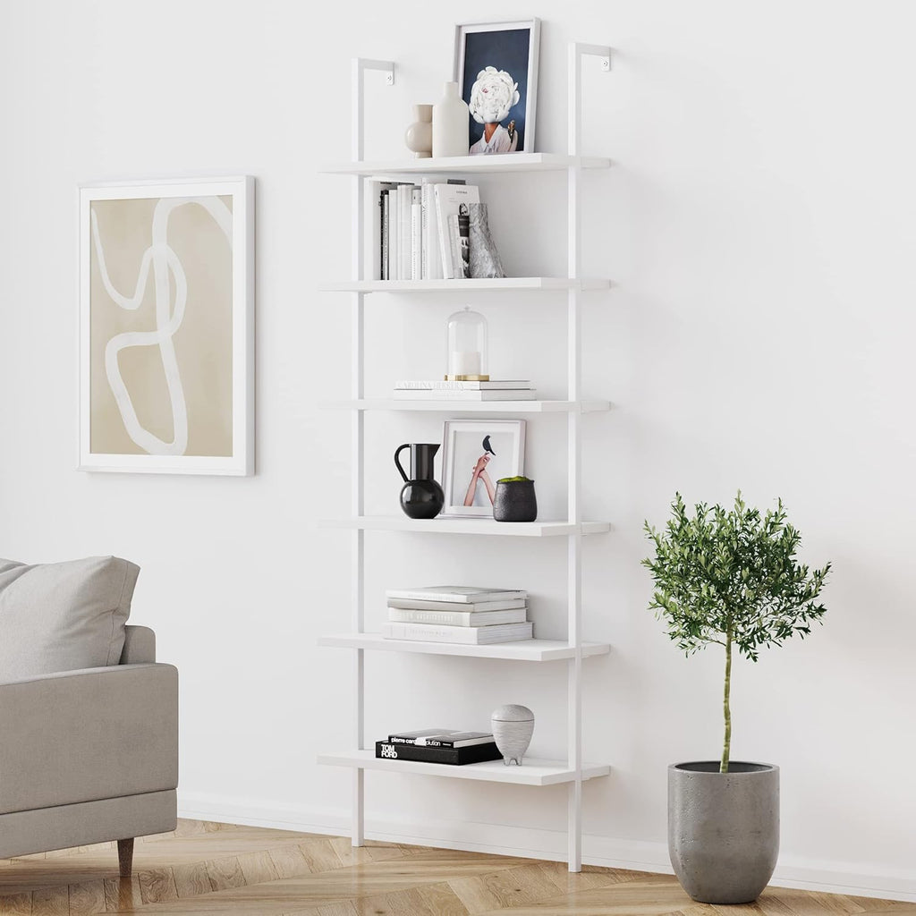 White 5-Shelf Bookcase with Metal Frame B56227