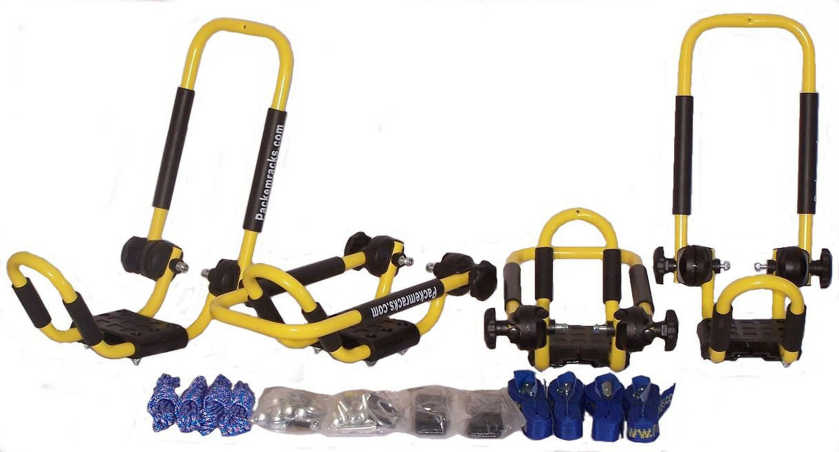 Yellow Folding Kayak Rack Roof Top and Wall Carrier Bundle V138