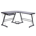 L-Shape Computer Desk with Black Glass M80200