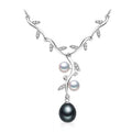 Teardrop Multi-Color Freshwater Pearl Branching Pendant Necklace with Chain in White Sterling Silver J4418