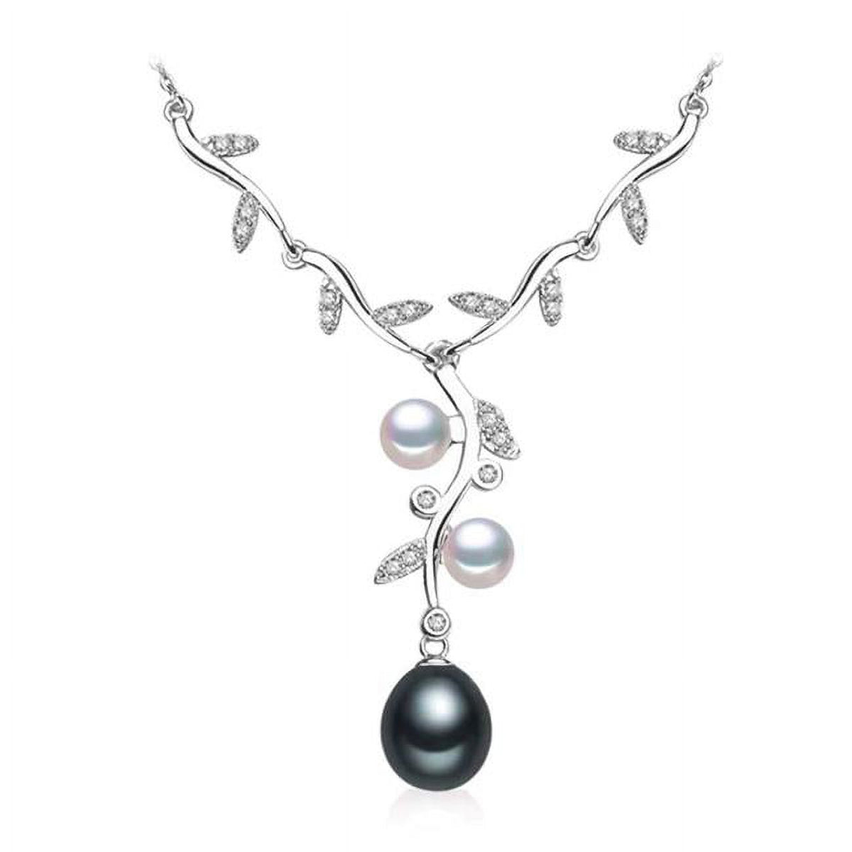 Teardrop Multi-Color Freshwater Pearl Branching Pendant Necklace with Chain in White Sterling Silver J4418