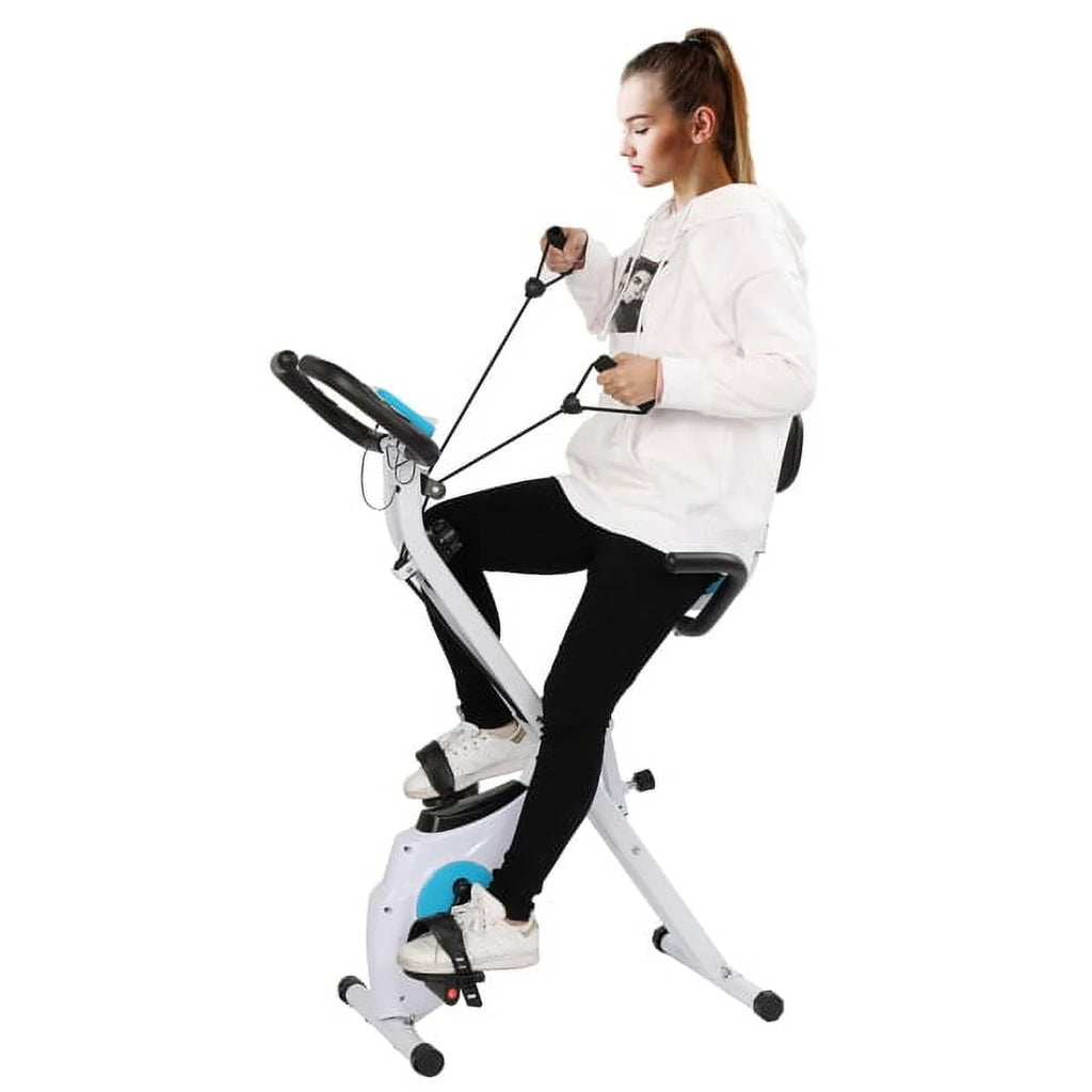 Foldable Indoor Exercise Bike 300LB Capacity 8-Level Magnetic Resistance U997580