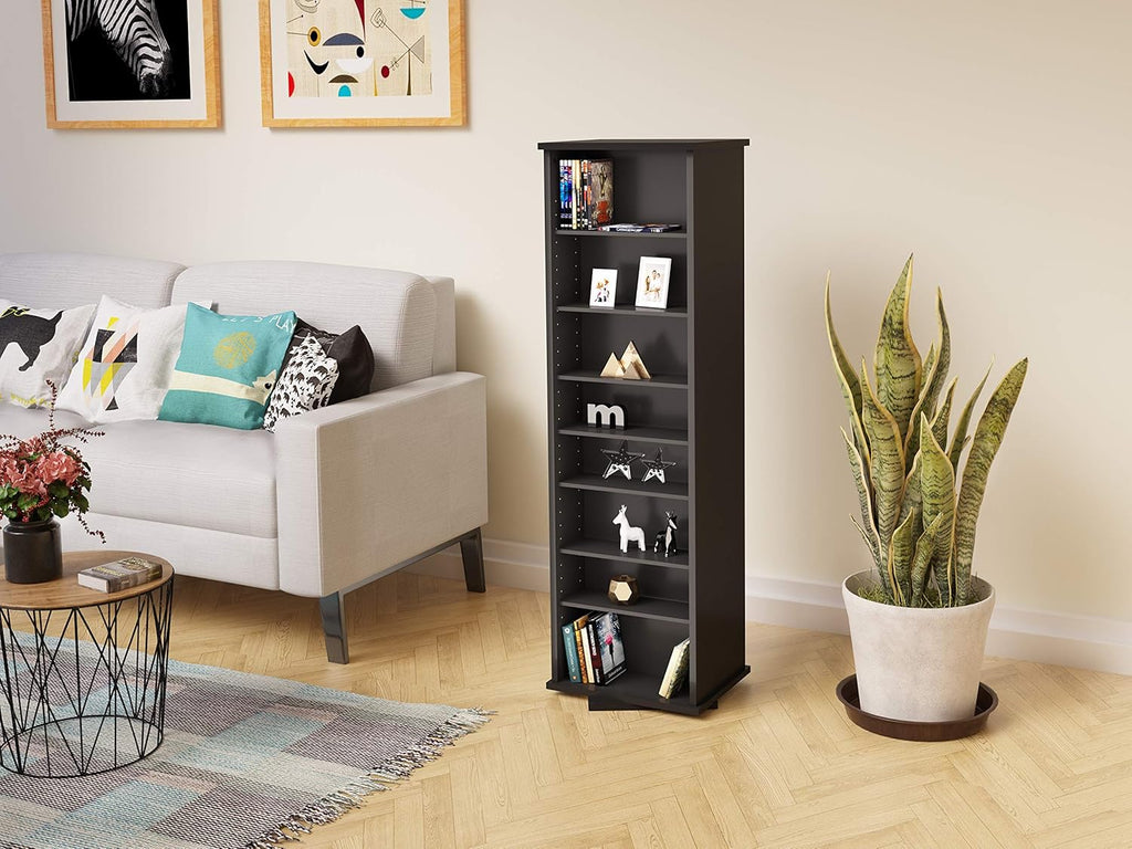 Black Two-Sided Spinning Tower Storage Cabinet J21995