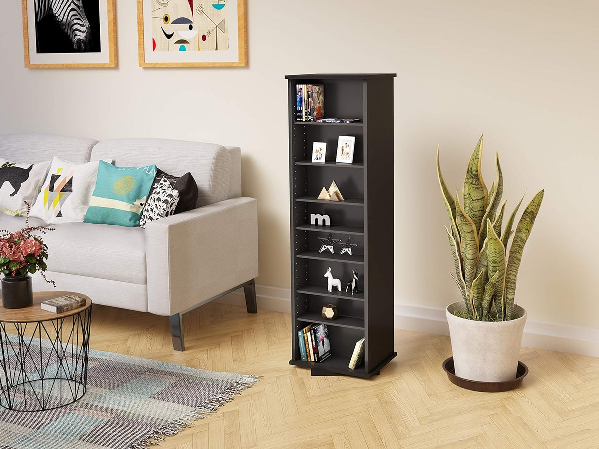 Black Two-Sided Spinning Tower Storage Cabinet J21995