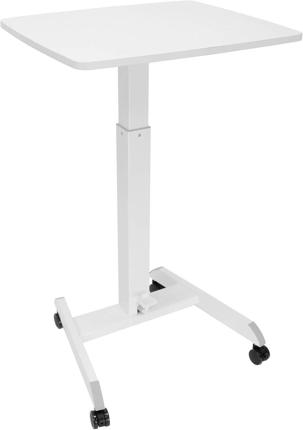 White Adjustable Rolling Laptop Desk with Wheels Z912581