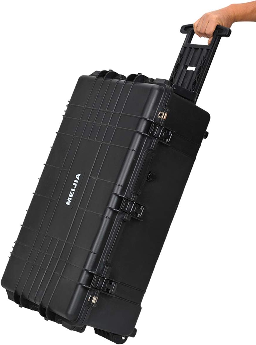 Portable Rolling Waterproof Hard Case with Wheels and Retractable Pull Handle, Black, 31.65inch x 19.37inch x 11.02inch N330