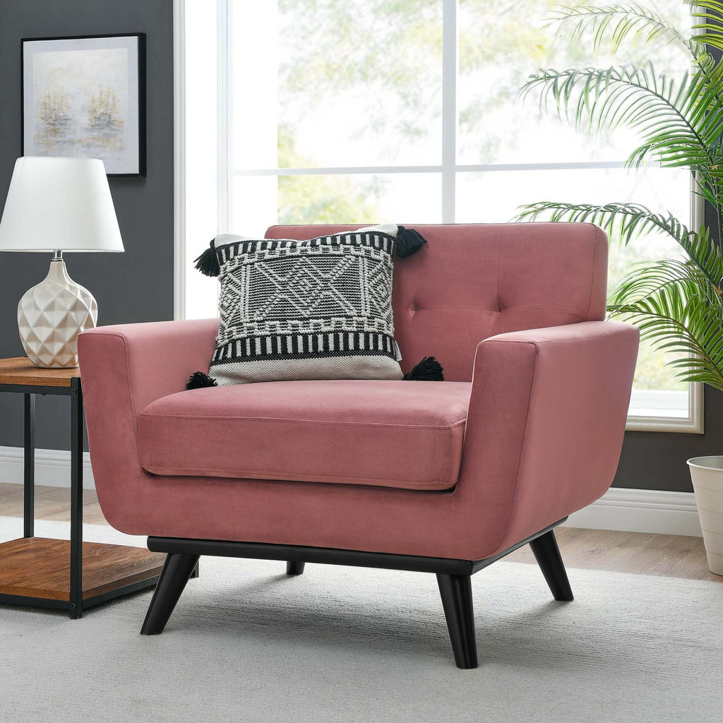 Dusty Rose Pink Performance Velvet Tufted Armchair X4870