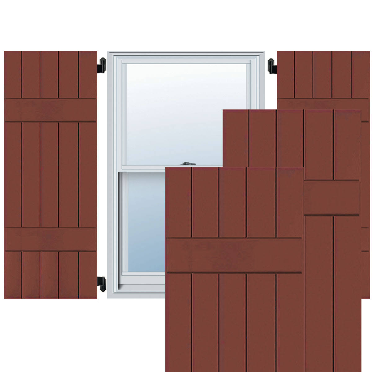 2-Pack 18-in W x 46-in H Country Redwood Board and Batten Wood Western Red Cedar Exterior Shutters K114