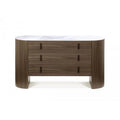 Walnut Marble 55 in. Three Drawer Wood Dresser O172
