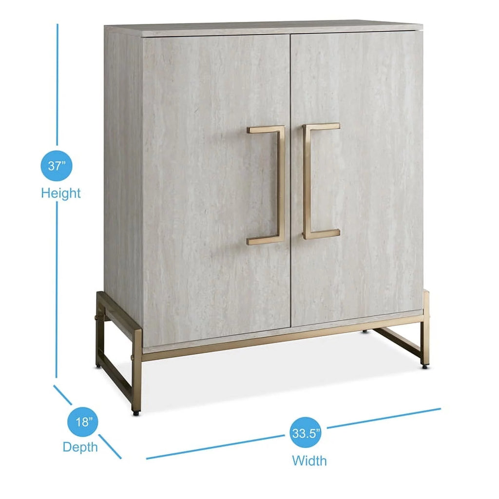 Faux Marble and Gold Metal Base Wine Cabinet I46020