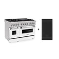 48 6.0 cu. ft. Gas Burner Electric Oven with Griddle and White Matte Door in Stainless Steel T21349