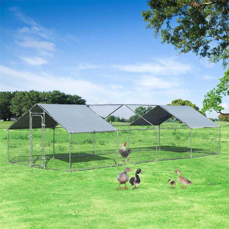 26.2 x 9.5 ft Walk-in Chicken Coop with Roof Cover H304