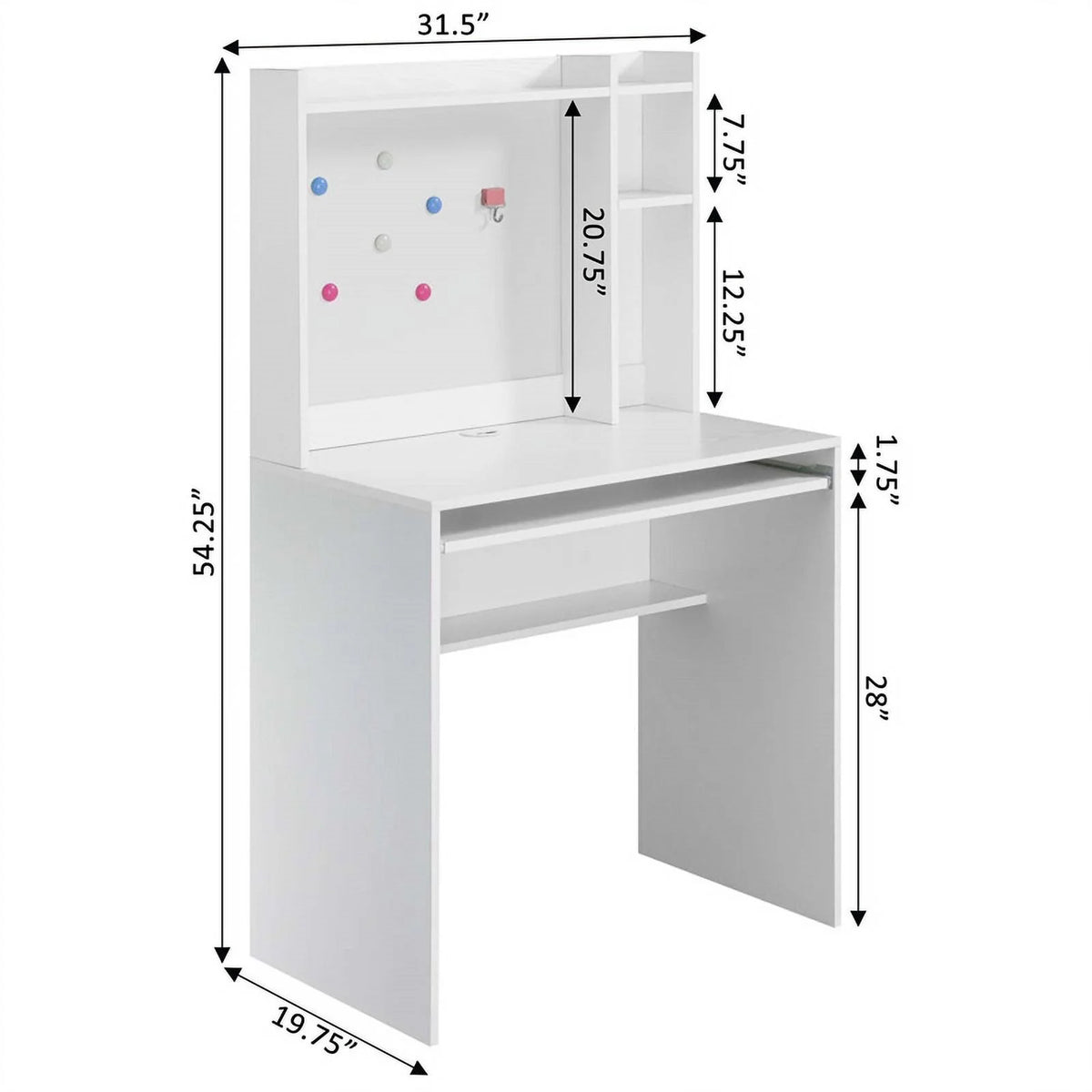 White Wood Student Desk with Shelves U646582