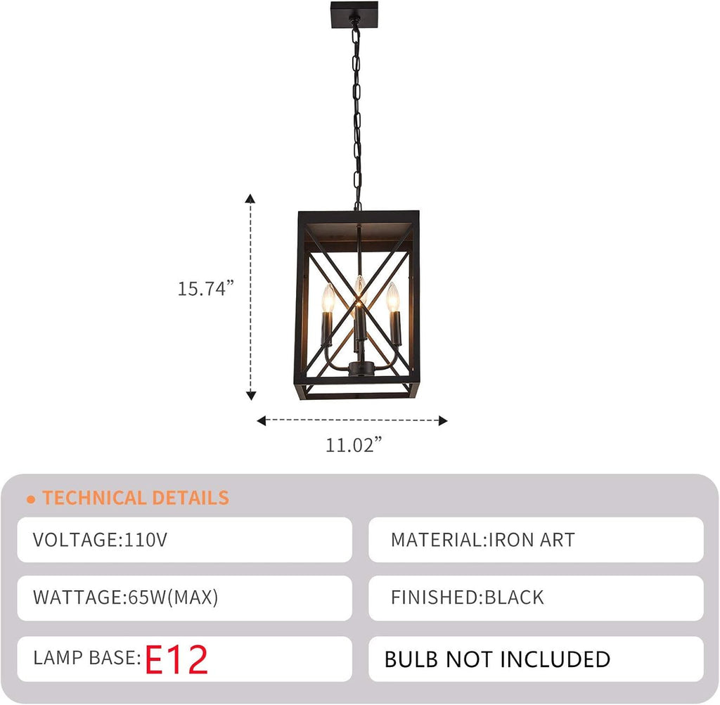 Black 4 Lights Cage Chandelier V8584