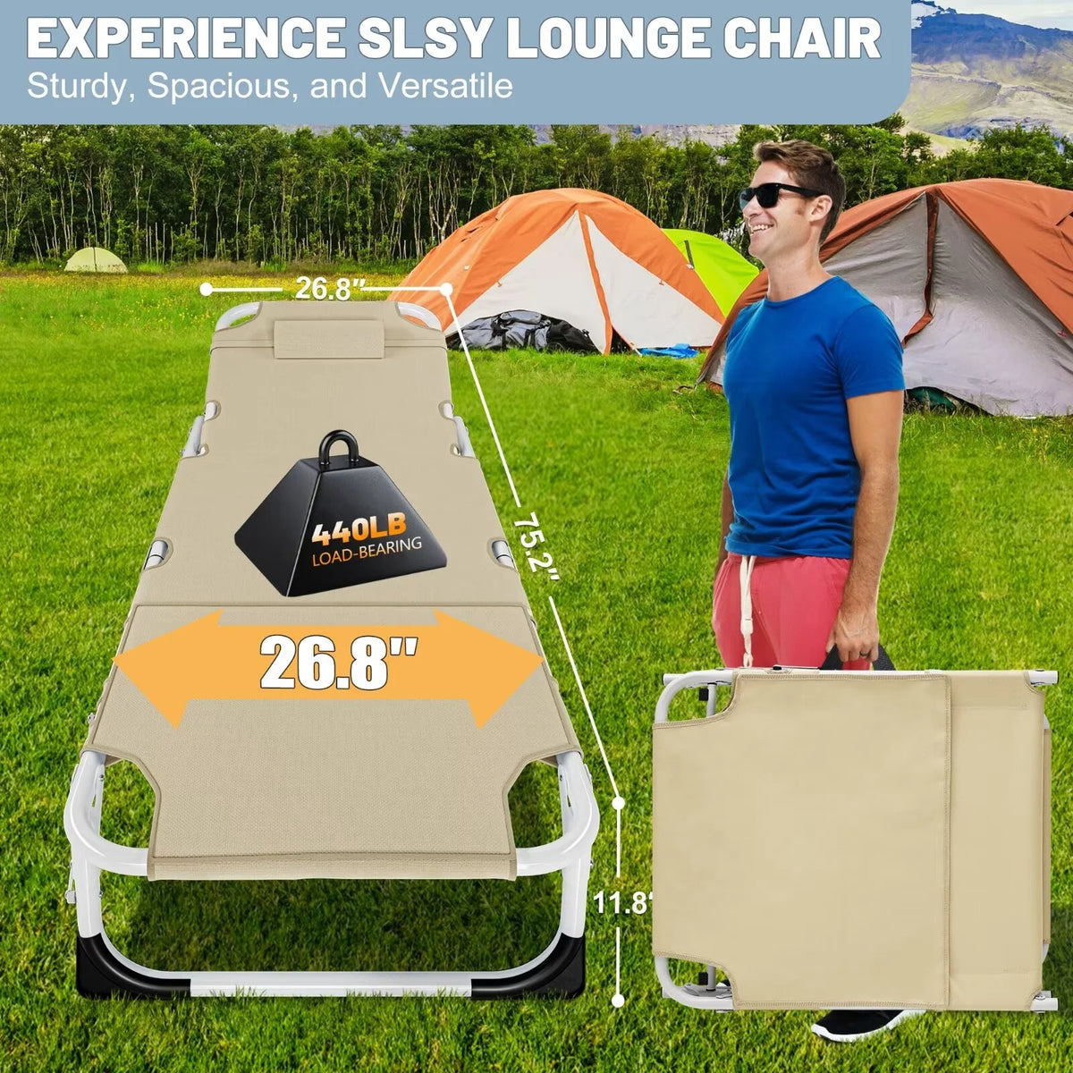 Portable Folding Lounge Chair with Pillow & Cushion F81465