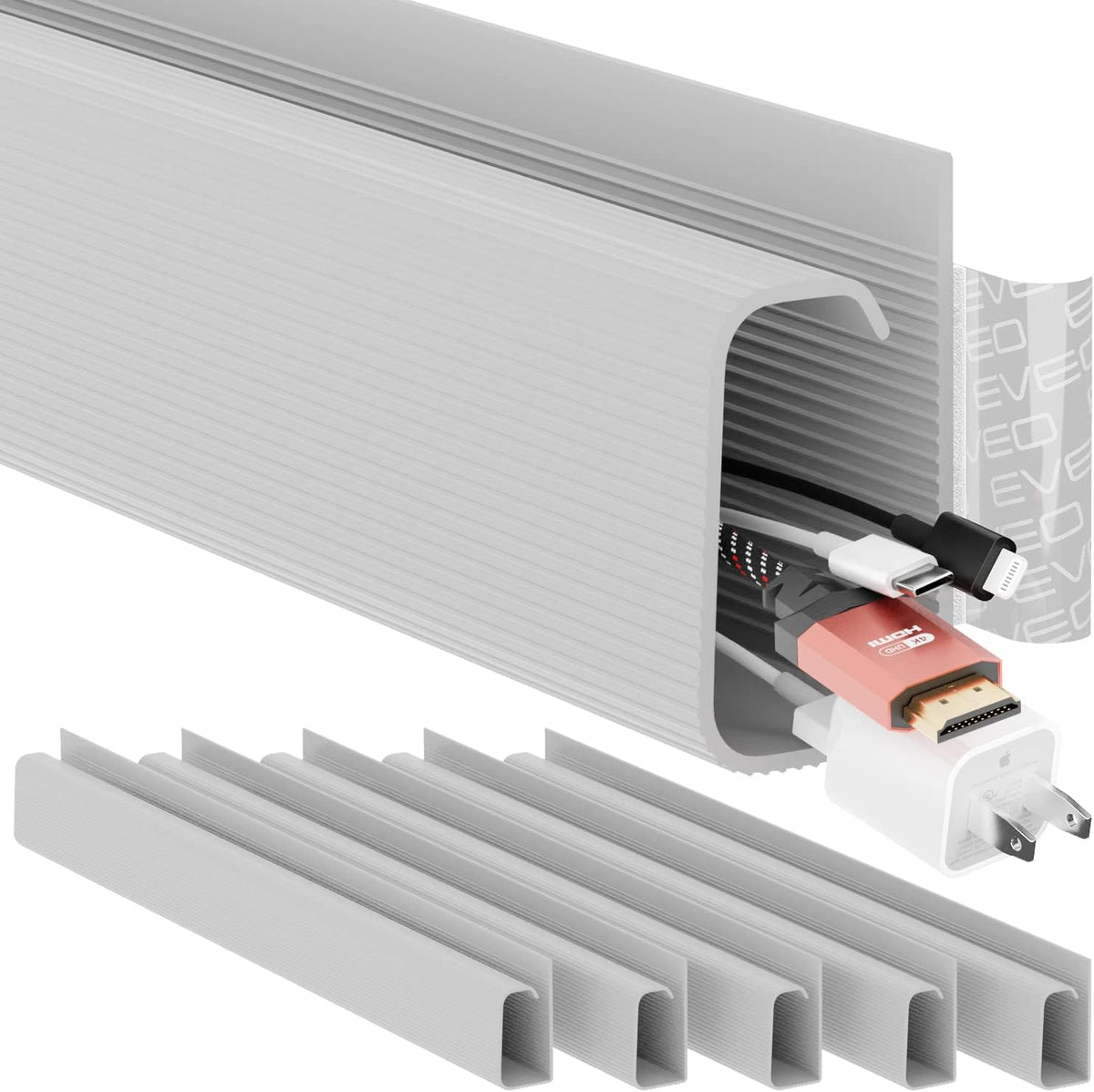 Black Cord Cover Cable Management Under Desk, 6 Pack B935